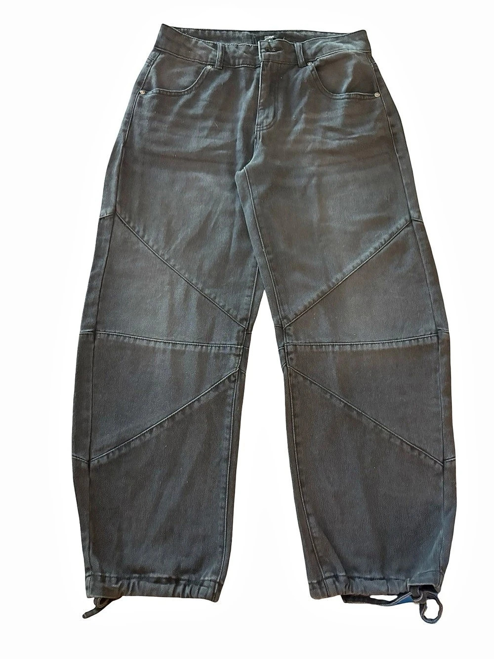 MADDEN NYC black barrel jeans with drawstrings women’s size 6